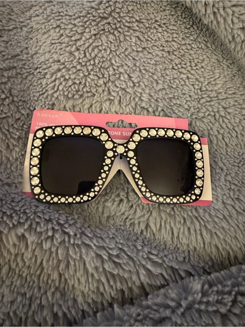 XXL Oversized Sunglasses Black Square W/Huge Silver Sparkled Women Novelty